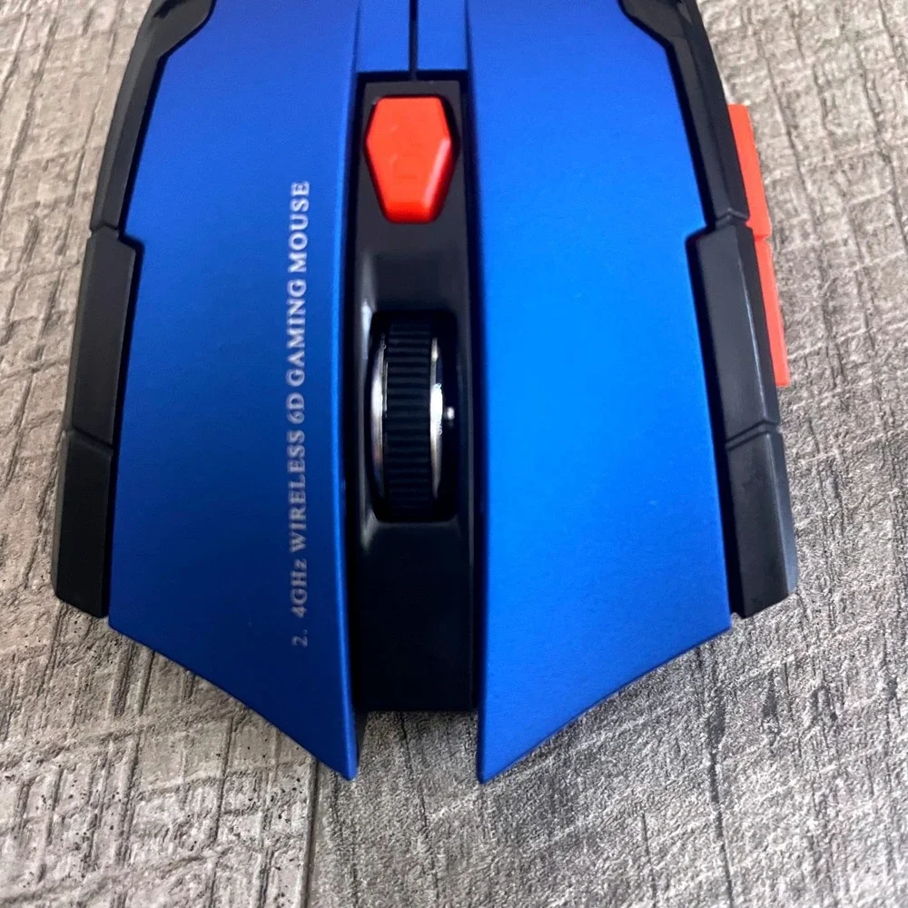 2.4GHz Wireless 6D Gaming Mouse Blue Black Optical‎ 6-Button USB Nano Receiver